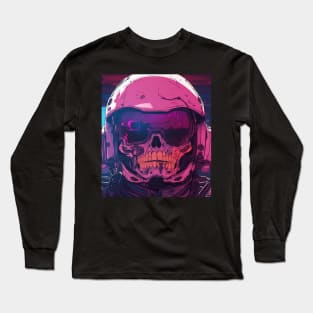 Cyberpunk Mech Pilot Skull Long Sleeve T-Shirt